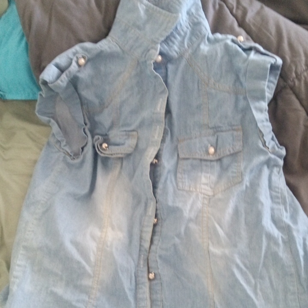 Zara Light Blue Denim Top
